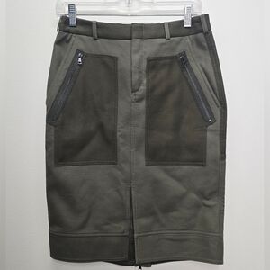 BCBGMaxAzria Utility Cargo Olive Green Pencil Skirt NWT Sz XS S Urban Gorpcore